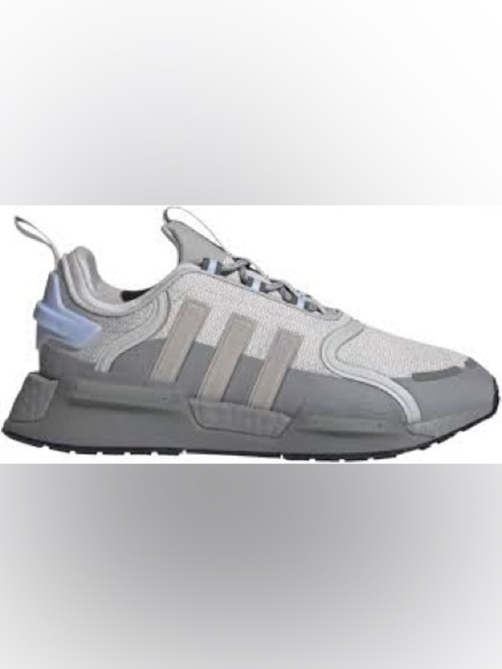 adidas Women's Light Gray and Blue Knit Athletic Sneakers, size 8